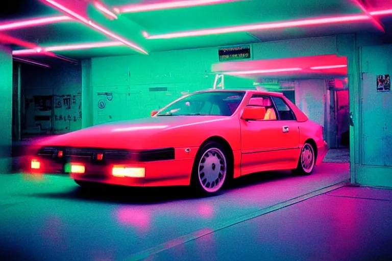 Prompt: stylized poster of a single 1 9 8 8 soarer, thick neon lights, ektachrome photograph, volumetric lighting, f 8 aperture, cinematic eastman 5 3 8 4 film