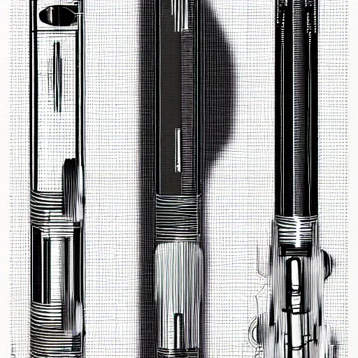 Image similar to technical blueprint of lightsaber, pencil style