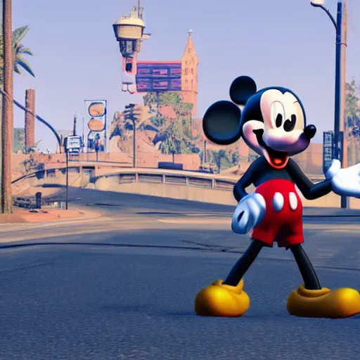 Prompt: mickey mouse in gta v, 4 k