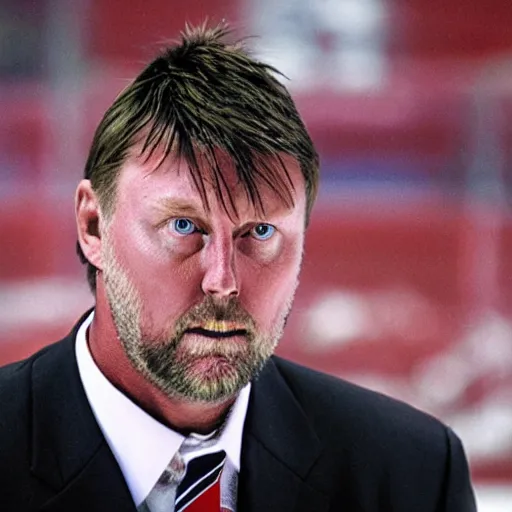 Prompt: a portrait of Patrick Roy hockey coach