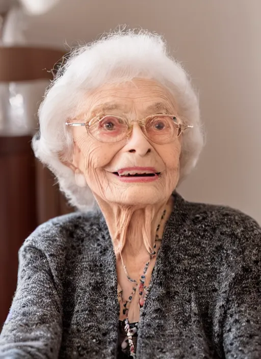 Image similar to DSLR photo portrait still of 85 year old age 85 Margot Robbie at age 85!!!, 85mm f1.8