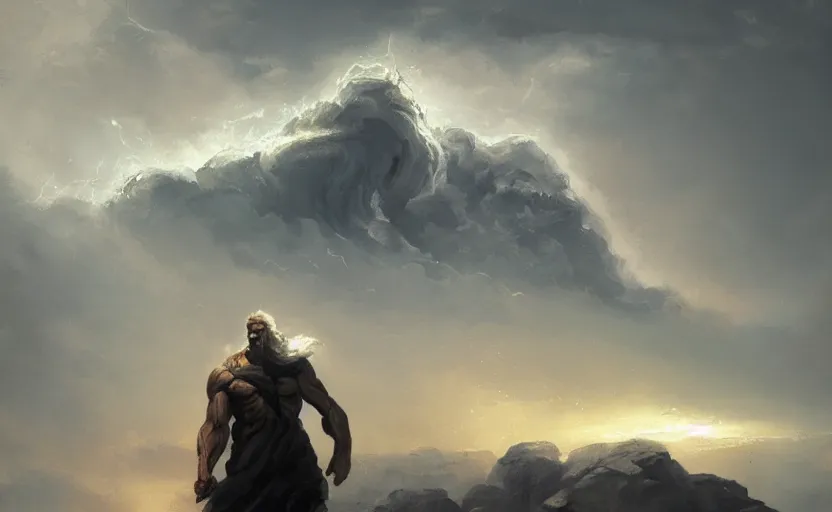 Prompt: A painting of Zeus trending on artstation in the style of Greg Rutkowski