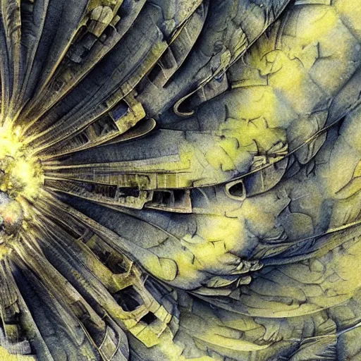 Image similar to beautiful watercolor painting of a 3 d mandelbulb, stunning, 4 k