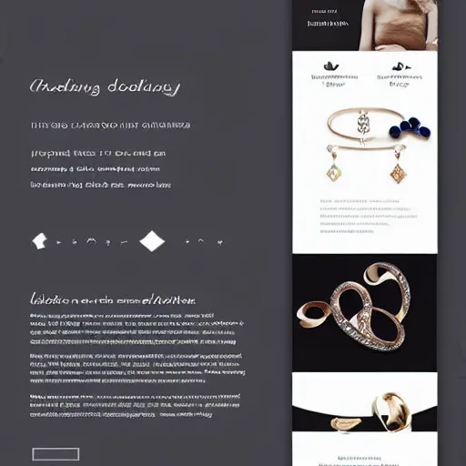 Image similar to landing page of a modern and elegant jewelry, web design, concept