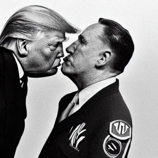 Image similar to still of donald trump kissing adolf hitler