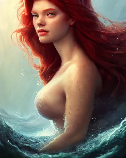 Image similar to princess ariel, hyper realistic face, beautiful eyes, fantasy art, in the style of greg rutkowski, intricate, hyper detailed, smooth