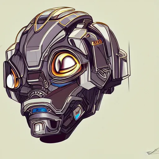 Prompt: mecha head, highly detailed illustration, custom design, dribbble. com, by secondsyndicate studio,