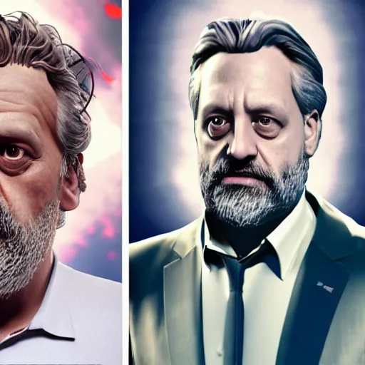 Prompt: Jordan Peterson vs Slavoj Zizek at wrestlemania, trending on artstation, cgsociety, octane render, unreal engine, bokeh