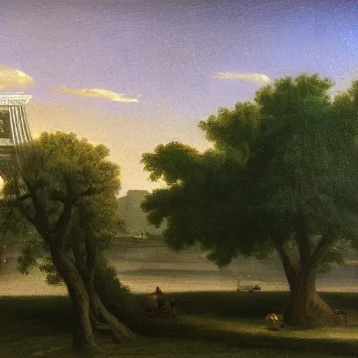 Prompt: 1750 Paris, in the style of the Hudson River School