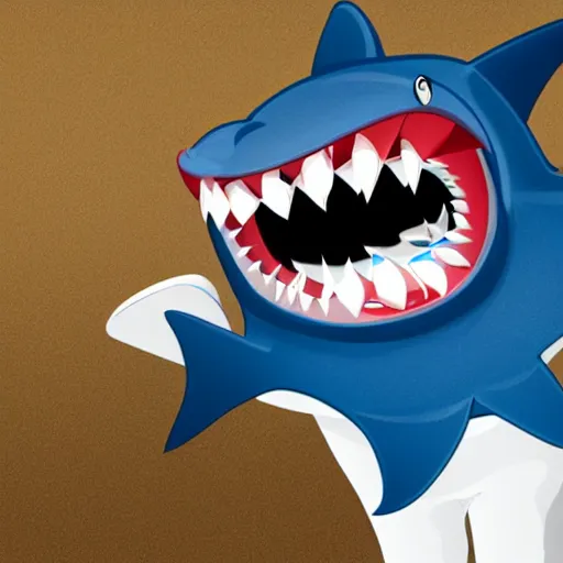 Image similar to cartoon shark having dental work in the dentist chair