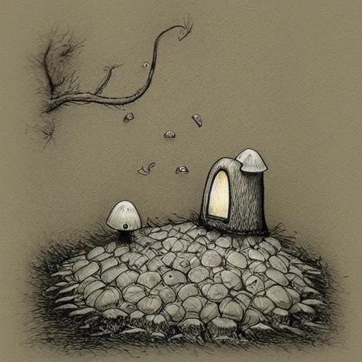 Image similar to mushroom sketch, by john kenn mortensen and alexander jansson