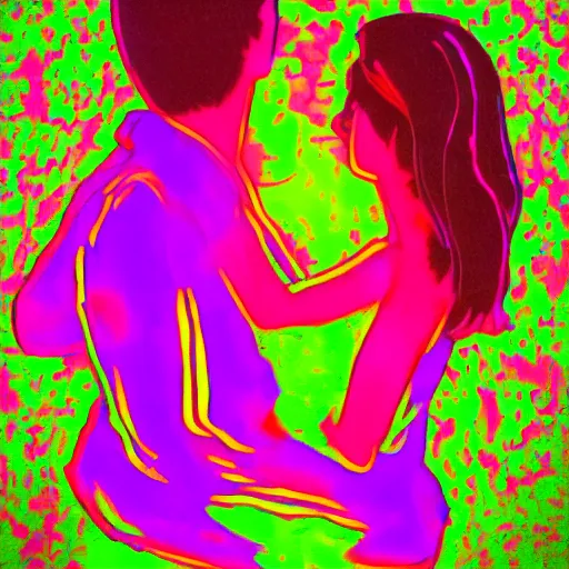 Prompt: the night you cried in my arms at the blacklight dance, nostalgic, memory, beautiful