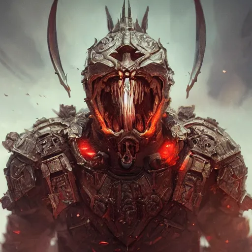 Image similar to champion of hell in heavy armor, intricate artwork by tooth wu and wlop and beeple. octane render, trending on artstation, greg rutkowski very coherent symmetrical artwork. cinematic, hyper realism, high detail, octane render