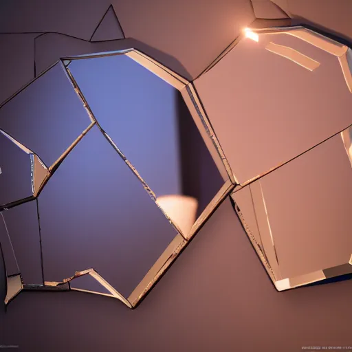 Image similar to broken shards of mirror reflecting each other, raytraced, unreal 5 ultra high detail,