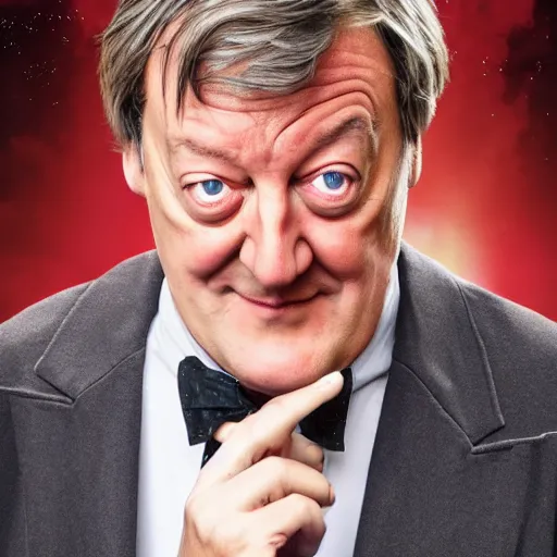 Image similar to stephen fry as doctor who, bbc promotional artwork, mid range shot