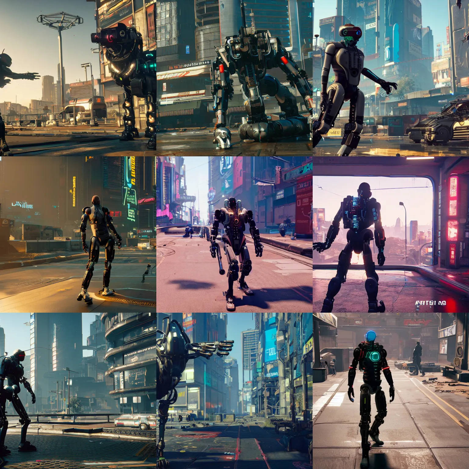 Prompt: Atlas from boston dynamics in Cyberpunk 2077, gameplay screenshot