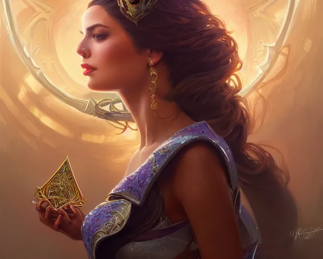 Prompt: lizkatz as miss universe, 8 k, deep focus, d & d, fantasy, intricate, elegant, highly detailed, digital painting, artstation, concept art, matte, sharp focus, illustration, hearthstone, art by artgerm and greg rutkowski and alphonse mucha