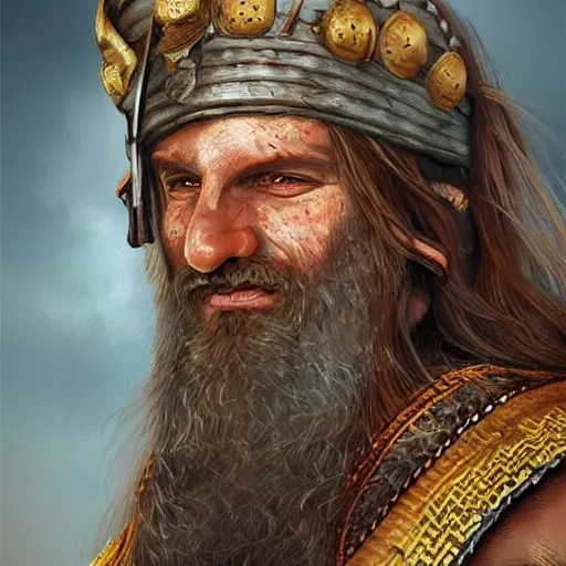 Image similar to kurdish viking, highly detailed, digital painting, artstation, award winning art, sharp focus, incredibly strong and tall