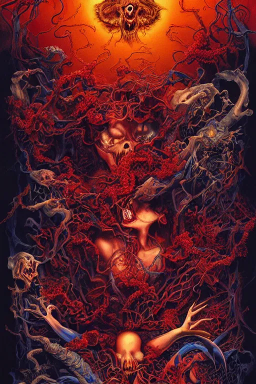 Prompt: you may live to see man - made horrors beyond your comprehension. by ayami kojima, greg hildebrandt, hauntingly surreal, eerie vibrating color palette of charlie immer, 4 k
