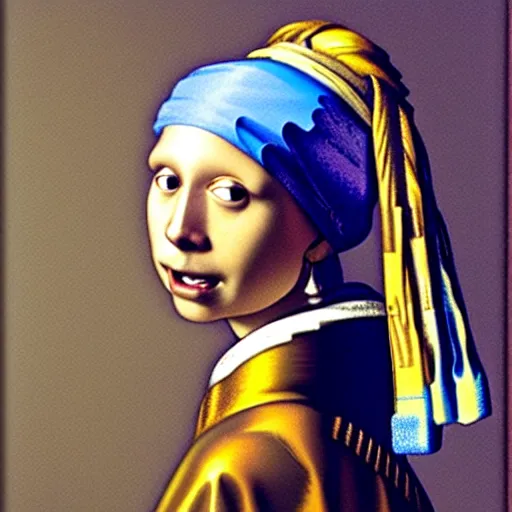 Prompt: chewbacca with a pearl earring, painting by vermeer