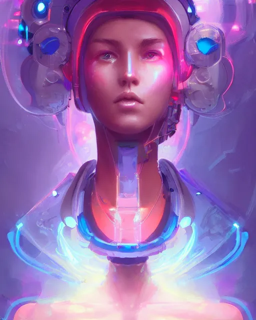 Image similar to portrait of a beautiful cybernetic raver girl, cyberpunk concept art by pete mohrbacher and artgerm and wlop and greg rutkowski and josan gonzales, digital art, highly detailed, intricate, sci-fi, sharp focus, Trending on Artstation HQ, deviantart, unreal engine 5, 4K UHD image