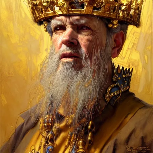 Image similar to highly detailed portrait of a majestic king queen in the form of an old man. d & d. art by donato giancola, eugene delacroix, ruan jia, carl larsson, peter mohrbacher. trending on artstation, intricate details, energetic composition, golden ratio, concept art, illustration, elegant art, global illuminaition