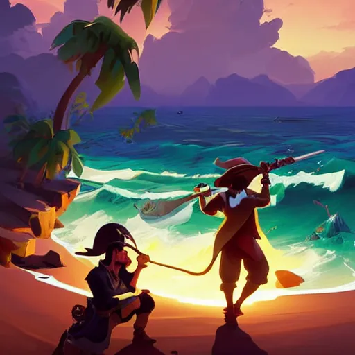 Image similar to painting treasure on sea of thieves game smooth median photoshop filter cutout vector, behance hd by jesper ejsing, by rhads, makoto shinkai and lois van baarle, ilya kuvshinov, rossdraws global illumination