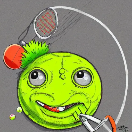 Image similar to a tennis ball monster wearing urban clothing, digital art, fantasy, magic, trending on artstation, ultra detailed, professional illustration by Basil Gogos