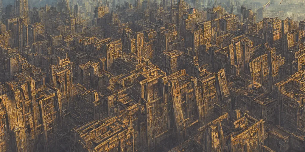 Prompt: a beautiful ultra detailed kowloon city castle concept art landscape, ultra detailed painting of brutalist citadel, urban anthill bursting with babel energy, by Edmund Dulac, BioWare and Frida Kahlo and Sir John Tenniel, and Raphael Lacoste, moebius, concept art wallpaper 4k, trending on artstation, concept art, cinematic, unreal engine, trending on behance