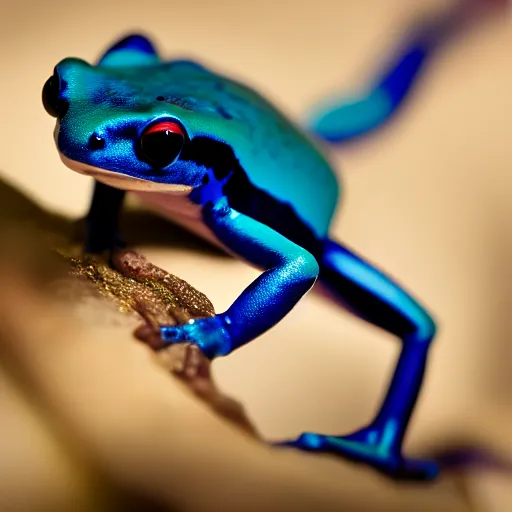 Prompt: an award winning photo of a poison dart frog looking at the camera, nature photography, National Geographic, 4k