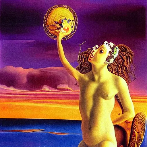 Image similar to goddess, sun, salvador dali