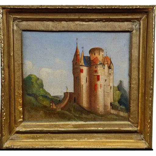 Image similar to 1 3 th century oil painting of ronald mcdonald castle