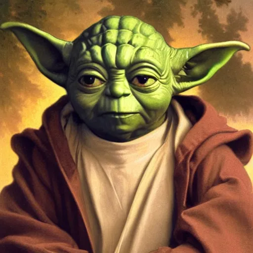 Prompt: Painting of Yoda. Art by william adolphe bouguereau. During golden hour. Extremely detailed. Beautiful. 4K. Award winning.