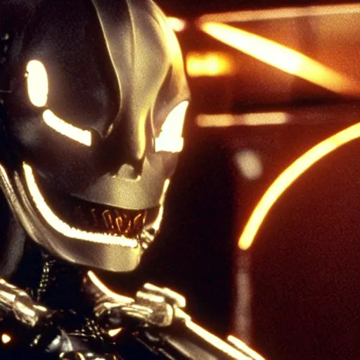 Image similar to movie still of a cool cyborg, cinematic composition, cinematic light, by wes craven