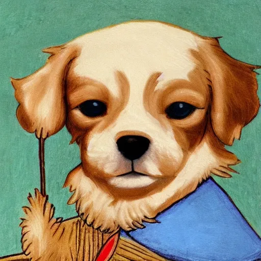 Image similar to painting of cute dog in style of leonardo da vinchi