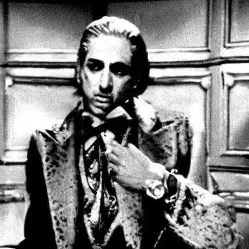 Image similar to a film still of Diavolo from Golden Wind in ''The godfather'(1972)