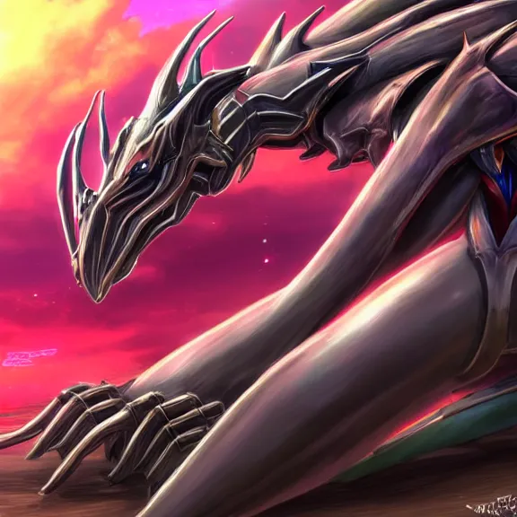 Image similar to very close up foot shot, detailed foot shot, hyperdetailed elegant beautiful stunning anthropomorphic hot mecha female dragon showing detailed sharp dragon claws close to camera, laying on beach, sharp claws, sharp silver armor, fuchsia skin, dragon art, warframe destiny fanart, paw art, furry paws, furaffinity, deviantart, octane, ekasportal