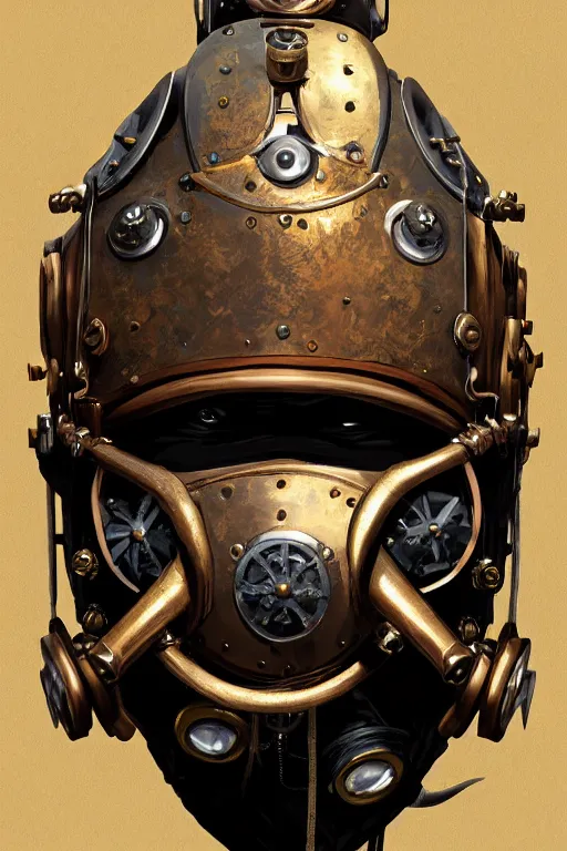 Image similar to steampunk helmet fantasy art mask robot ninja stylized digital illustration sharp focus, elegant intricate digital painting artstation concept art global illumination ray tracing advanced technology chaykin howard and campionpascale and cooke darwyn and davis jack