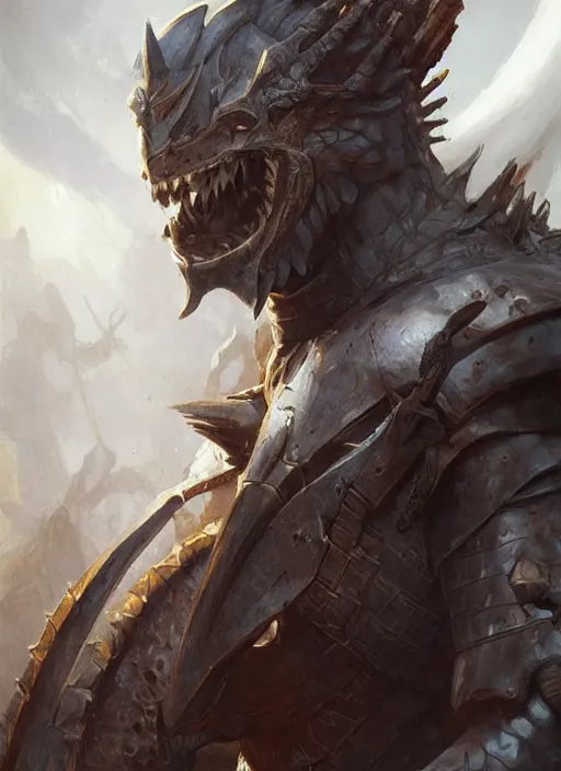 Prompt: portrait of a draconic knight, holding a claymore, victorian, concept art, detailed face, fantasy, close up face, highly detailed, cinematic lighting, digital art painting by greg rutkowski