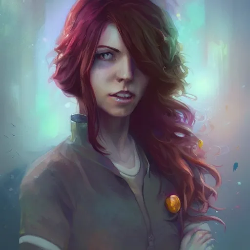 Prompt: Haley Stardew Valley by Bastien Lecouffe-Deharme colorful woman 4k very-detailed high-quality portrait, deviantart, artstation