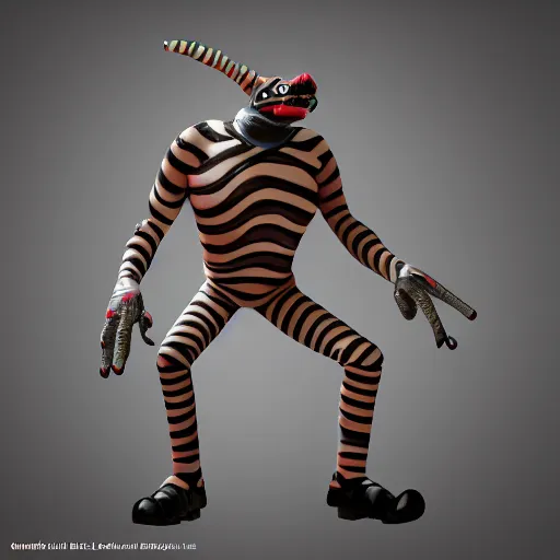 Image similar to plastic toy cute figurine of beetlejuice, blender, unreal engine, concept art, octane render, highly detailed, smooth, sharp focus