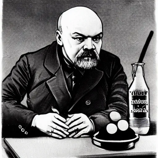 Image similar to lenin eats milkshake