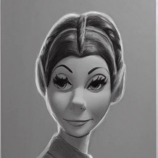 Image similar to milt kahl pencil sketch of victoria justice as princess leia