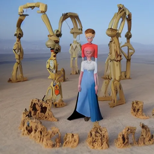 Image similar to tilda swinton at burning man, activity play centre, stop motion vinyl action figure, plastic, toy, malti klarwein style