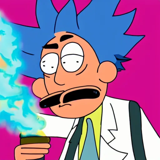 Image similar to rick sanchez ( rick and morty ) smoking a plumbus