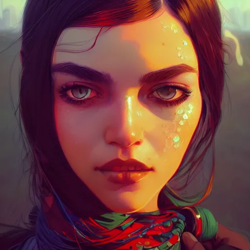 Prompt: a portrait of a beautiful apocalyptic gypsy, art by ilya kuvshinov and wlop and artgerm and josan gonzalez, digital art, highly detailed, intricate, sharp focus, trending on artstation hq, deviantart, pinterest, unreal engine 5, 4 k uhd image