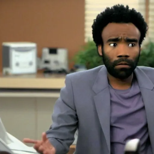 Image similar to a tv still of donald glover starring in the office ( 2 0 0 5 )