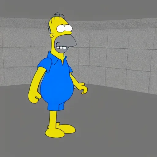 Image similar to 3 d cg rigged t pose homer simpson character facing camera