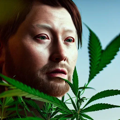 Prompt: limmy brian limond as cannabis plant, realistic artstyle, wide shot, dramatic lighting, octane render, hyperrealistic, high quality, highly detailed, hd, beautiful, cinematic, 8 k, unreal engine, facial accuracy, symmetrical