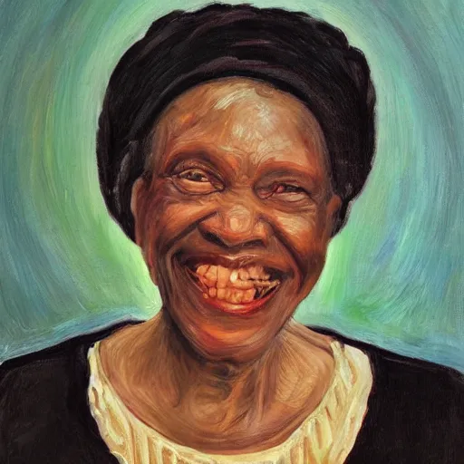 Image similar to A beautiful portrait of your mother smiling sweetly by Robert Johnson